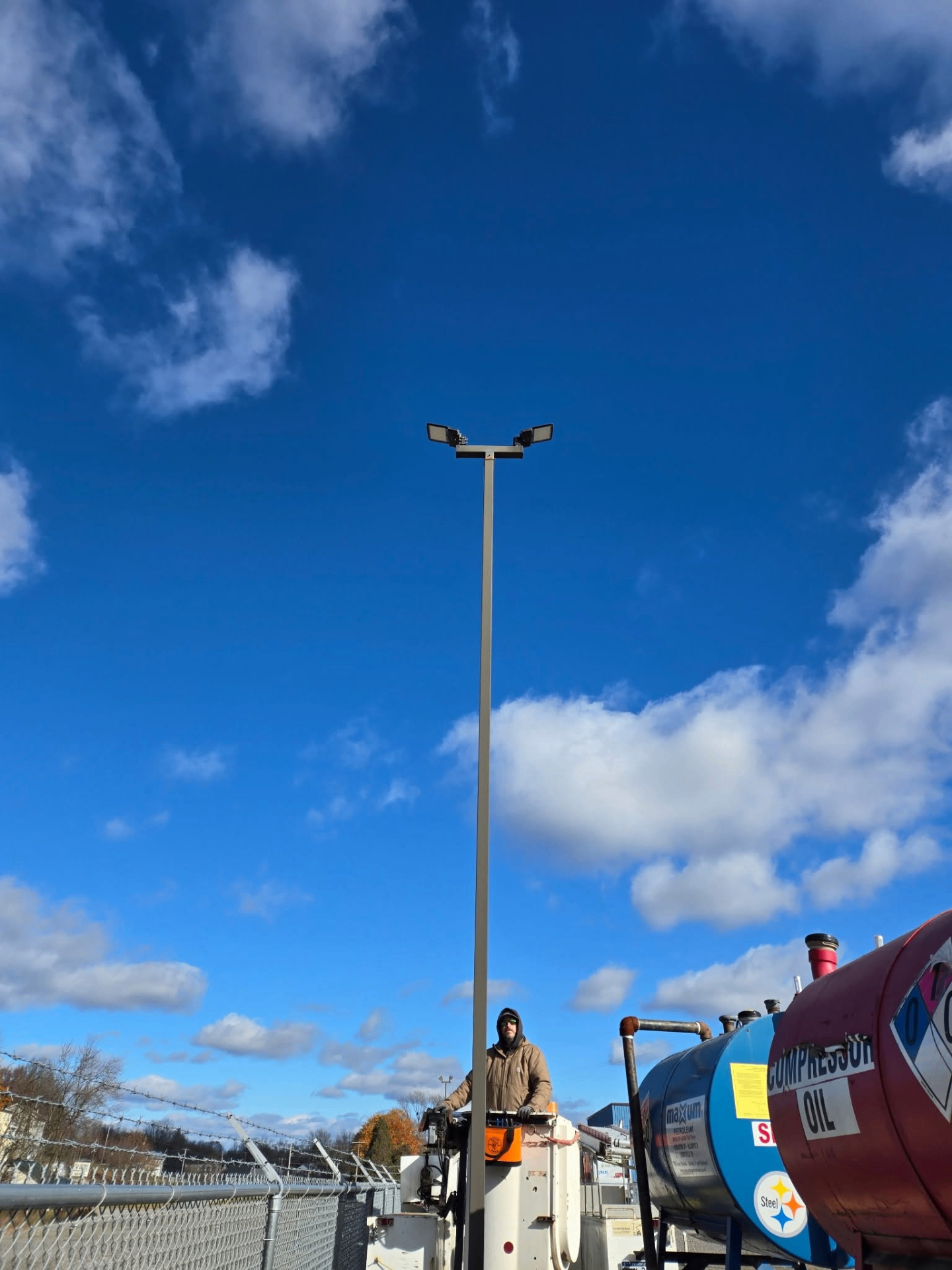 Parking lot light pole install